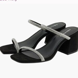 Lisa Vicky Mood Hotfix Heel Sandals Rhinestones Straps Black 7